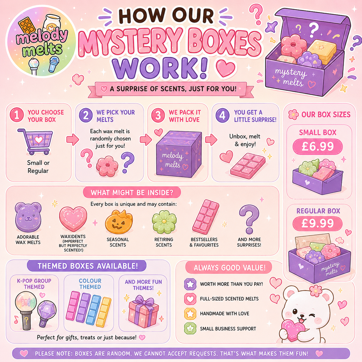 Wax Melt Mystery Box | Random Wax Melts | Mystery Gift Box | Seasonal & Waxidents | Scented Wax Melt Gift | Pick & Mix Surprise