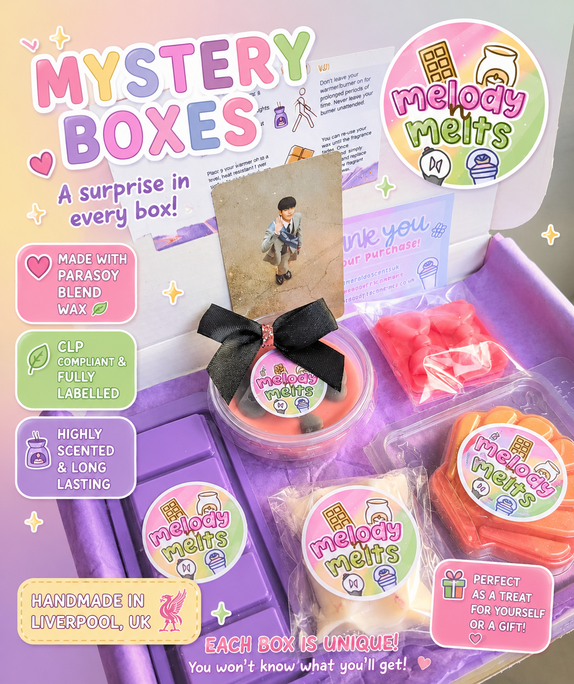 Wax Melt Mystery Box | Random Wax Melts | Mystery Gift Box | Seasonal & Waxidents | Scented Wax Melt Gift | Pick & Mix Surprise