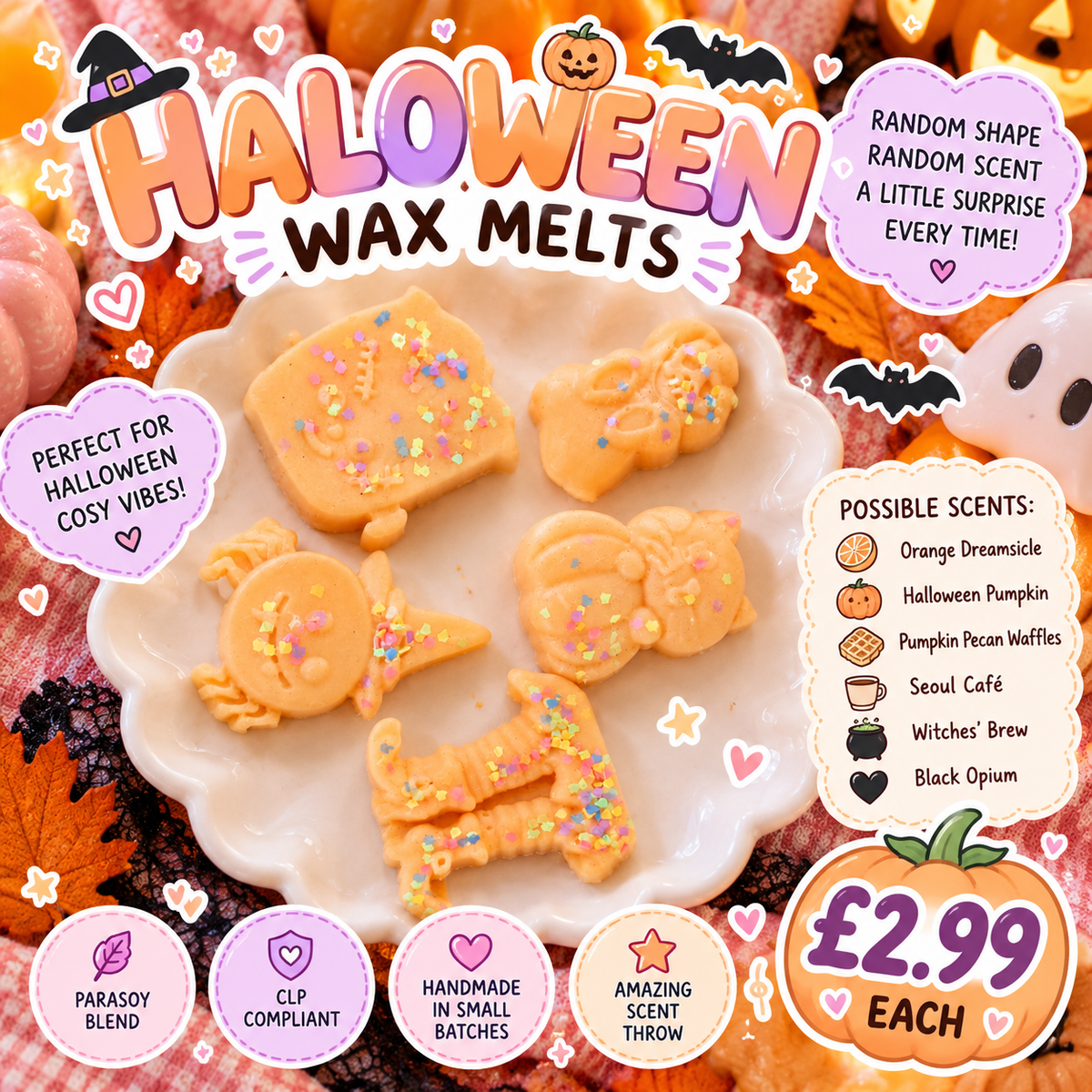 Halloween Wax Melt Surprise | Random Shape & Scent | Handmade Wax Melt