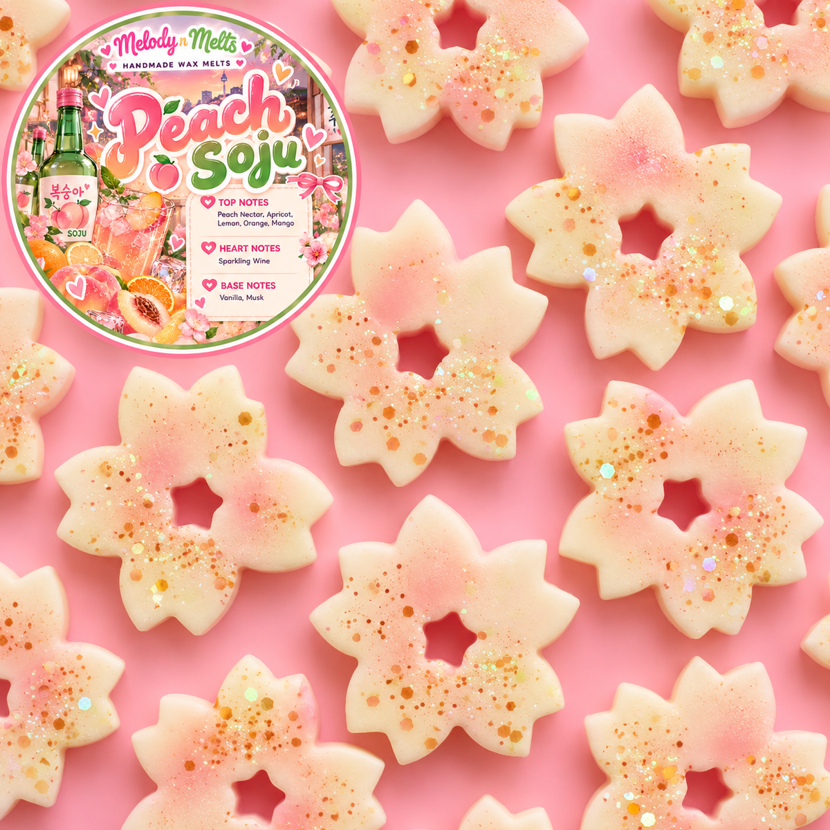 Peach Soju Wax Melts | Sakura Sample Pack & Chunky Melt
